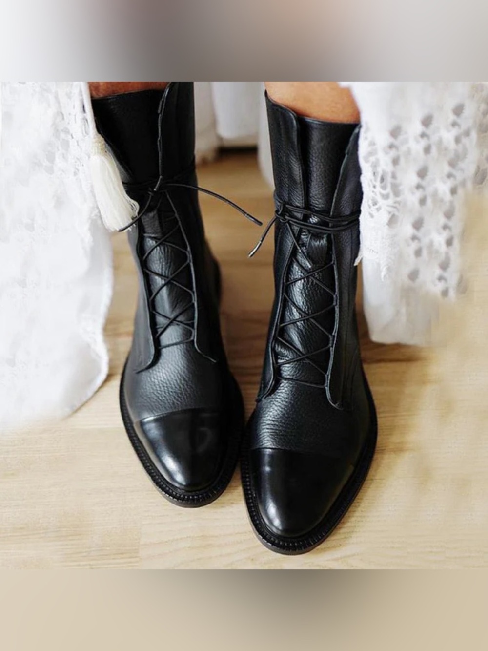 Inch2 Brogue Leather Lace-up Boots in Black Size 11